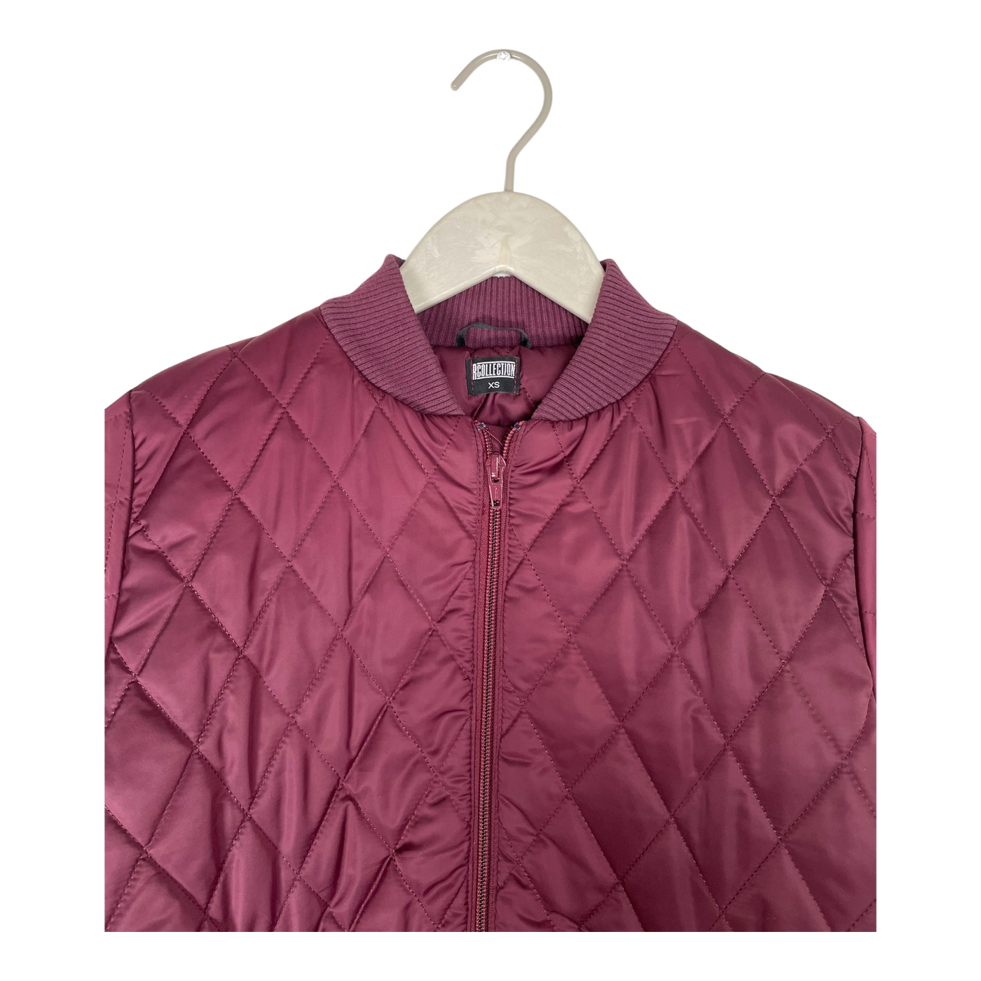 R-collection quilted bomber jacket, burgundy | women XS