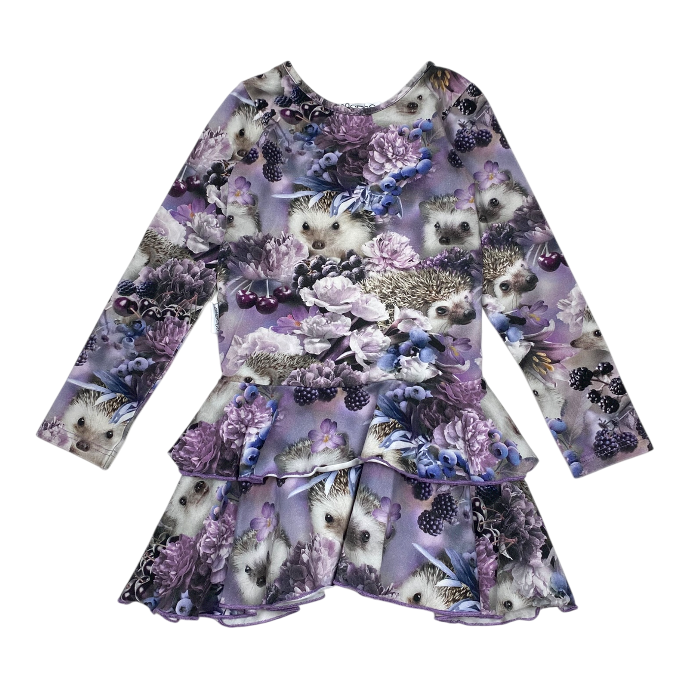 Gugguu frilla dress, hedgehog print | 116cm