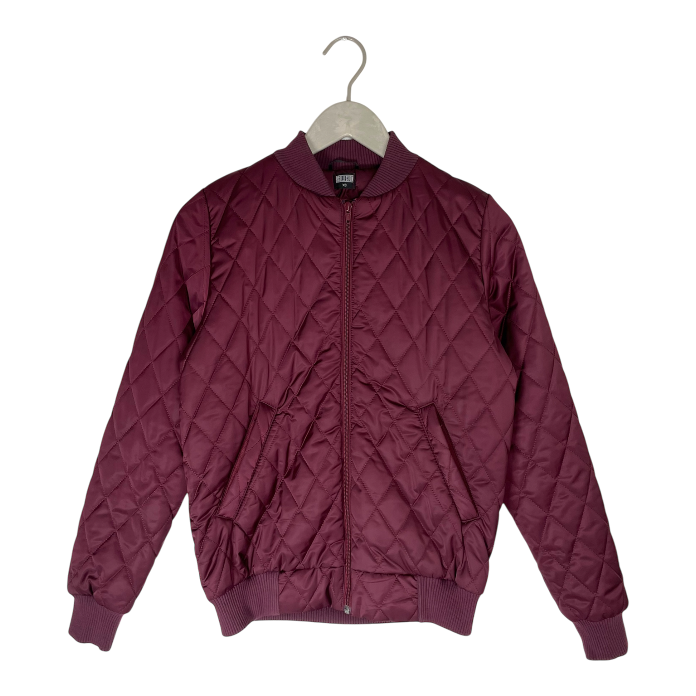 R-collection quilted bomber jacket, burgundy | women XS