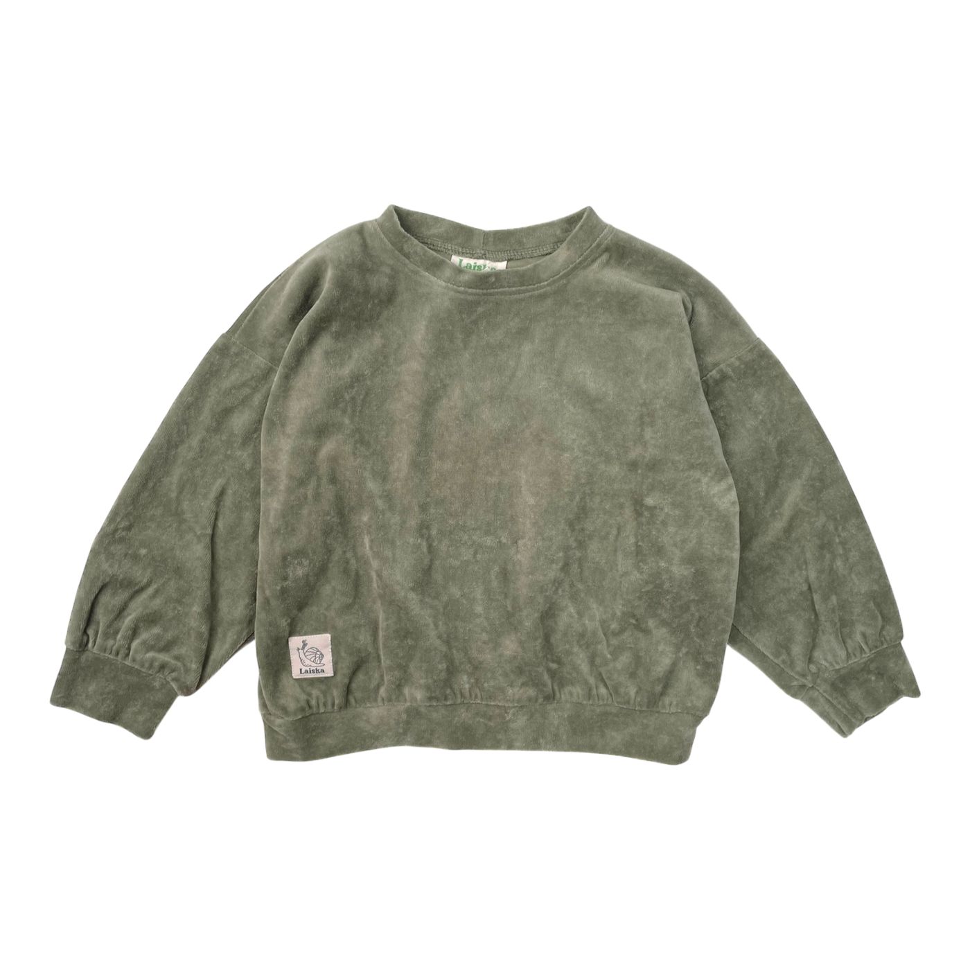 Laiska Ebba vide sweatshirt, sage green | 110/116cm