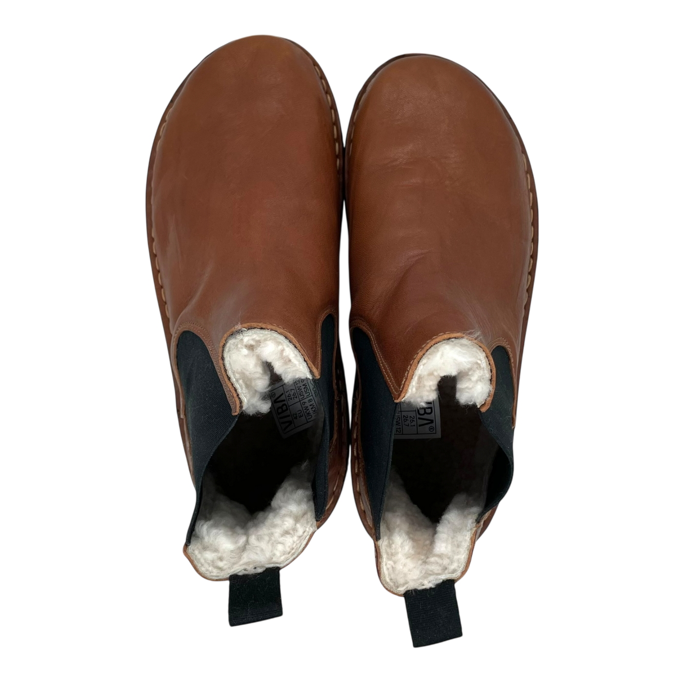VIBAe Helsinki leather shearling boots, cognac brown | 42