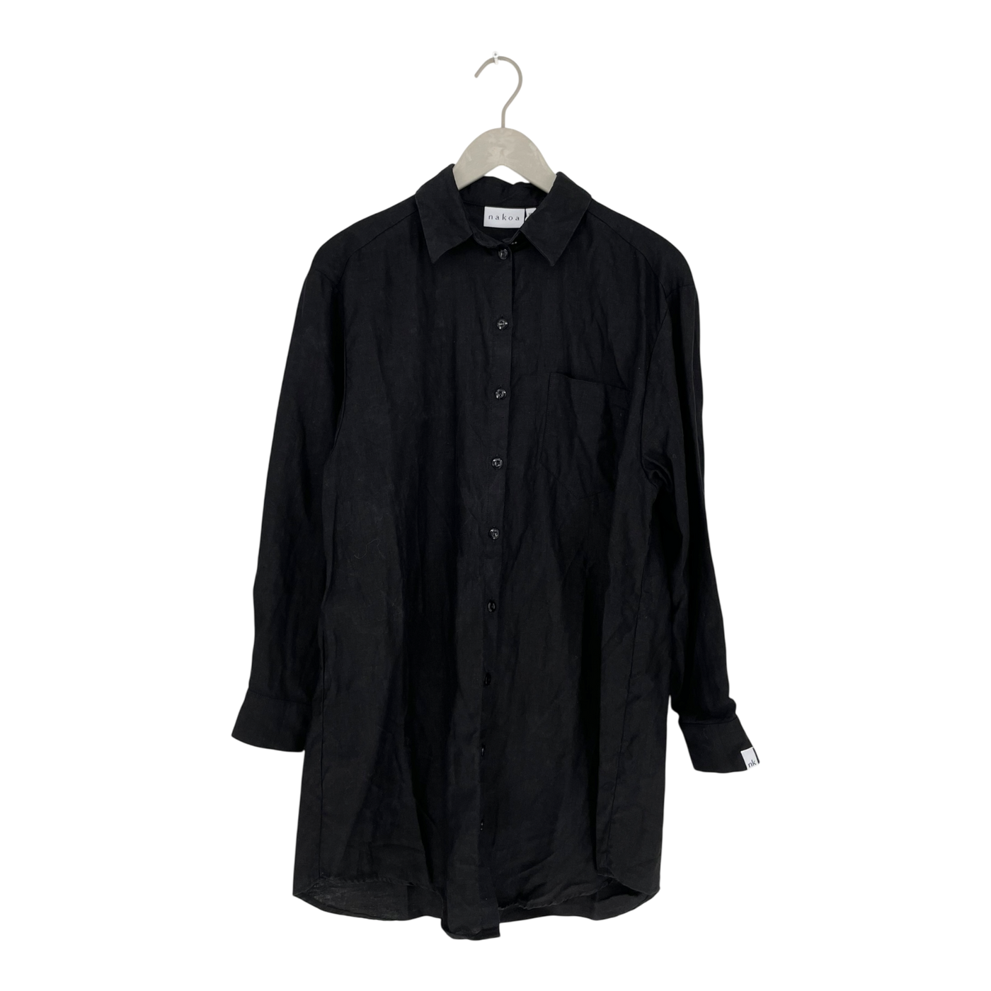 Nakoa linen button dress, black | woman XS/S