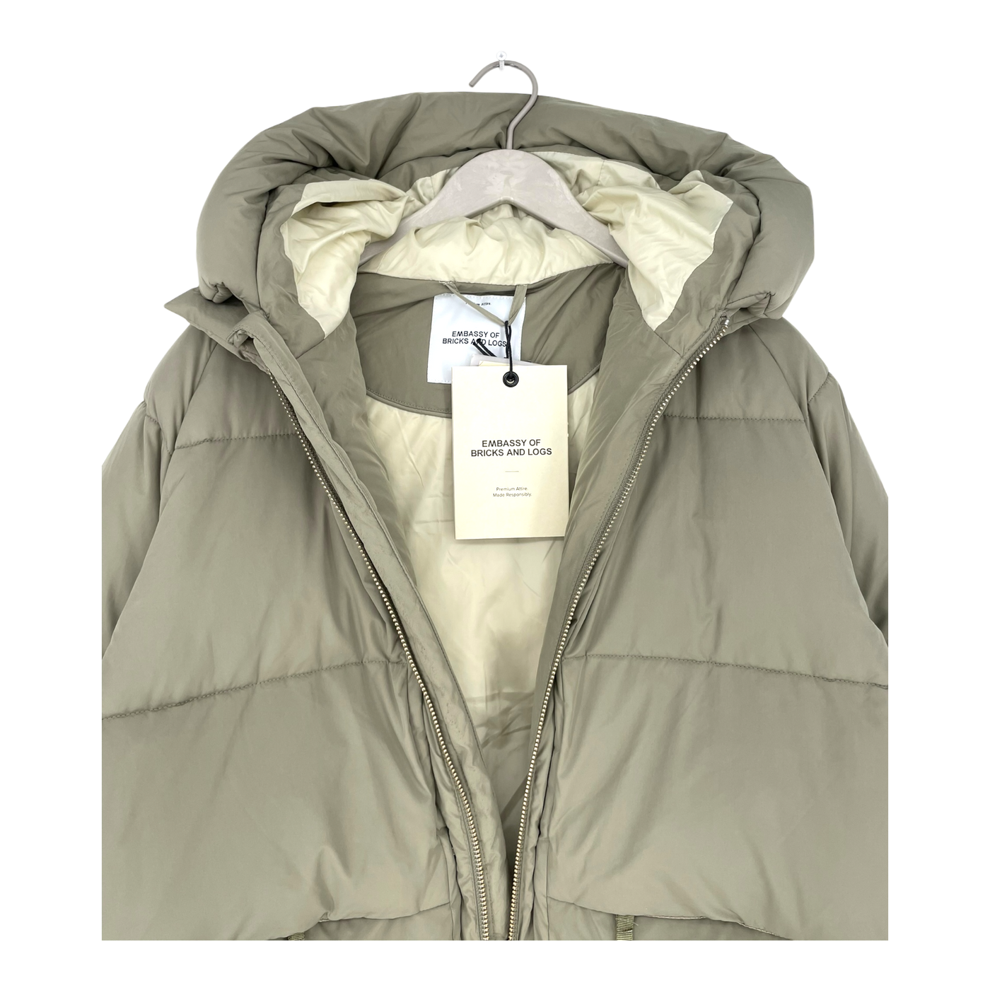 Embassy of Bricks and Logs lourdes puffer jacket, pale olive | unisex L