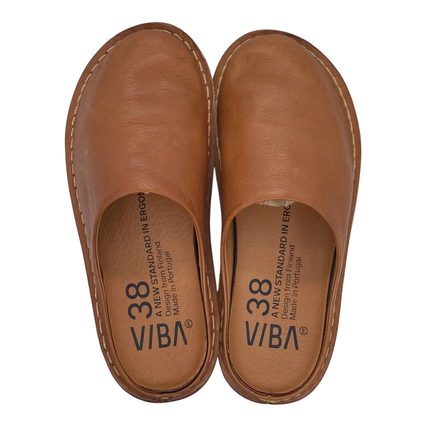 VIBAe Roma leather slippers, cognac brown | 38