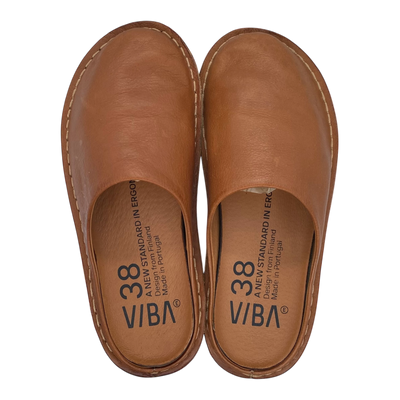 VIBAe Roma leather slippers, cognac brown | 38
