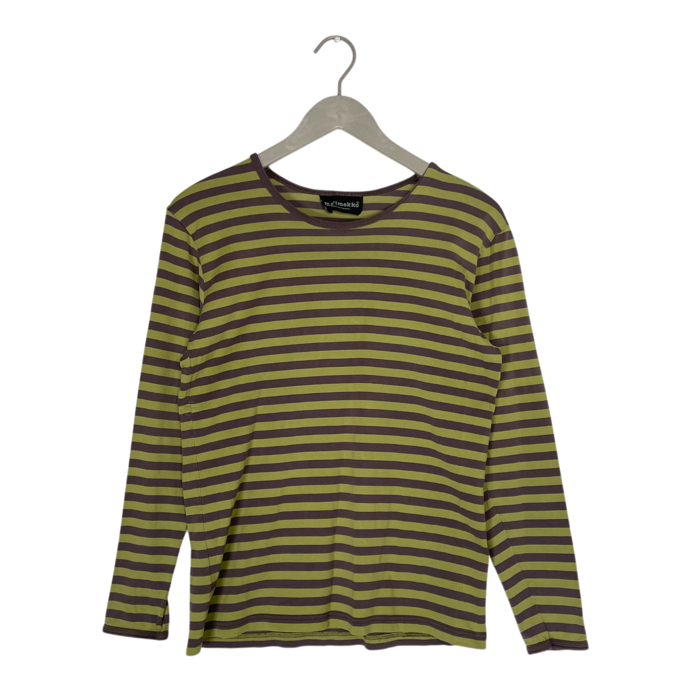 Marimekko stripe shirt, moss green/coffee | woman S