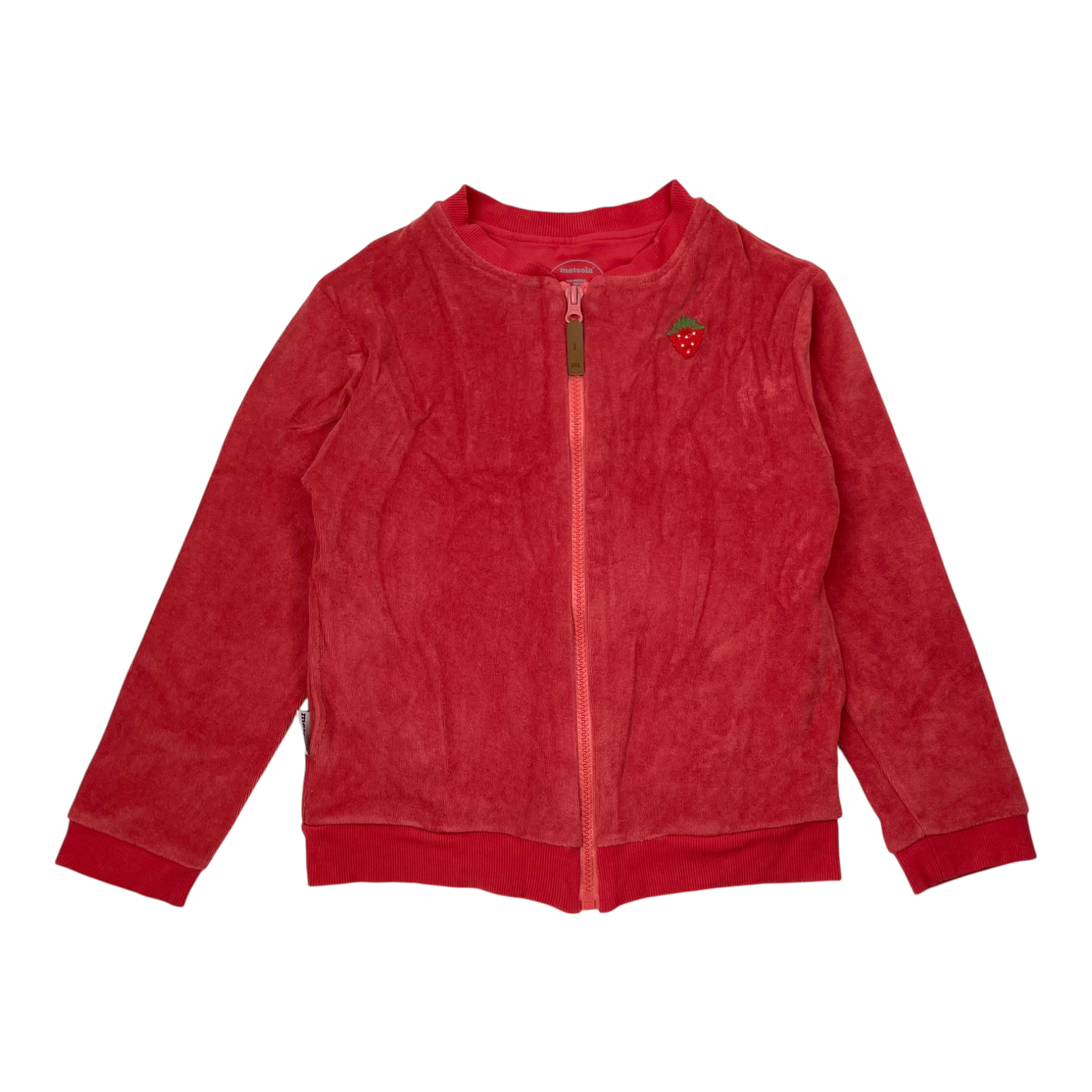 Metsola terry zipper sweatshirt, red | 134/140cm