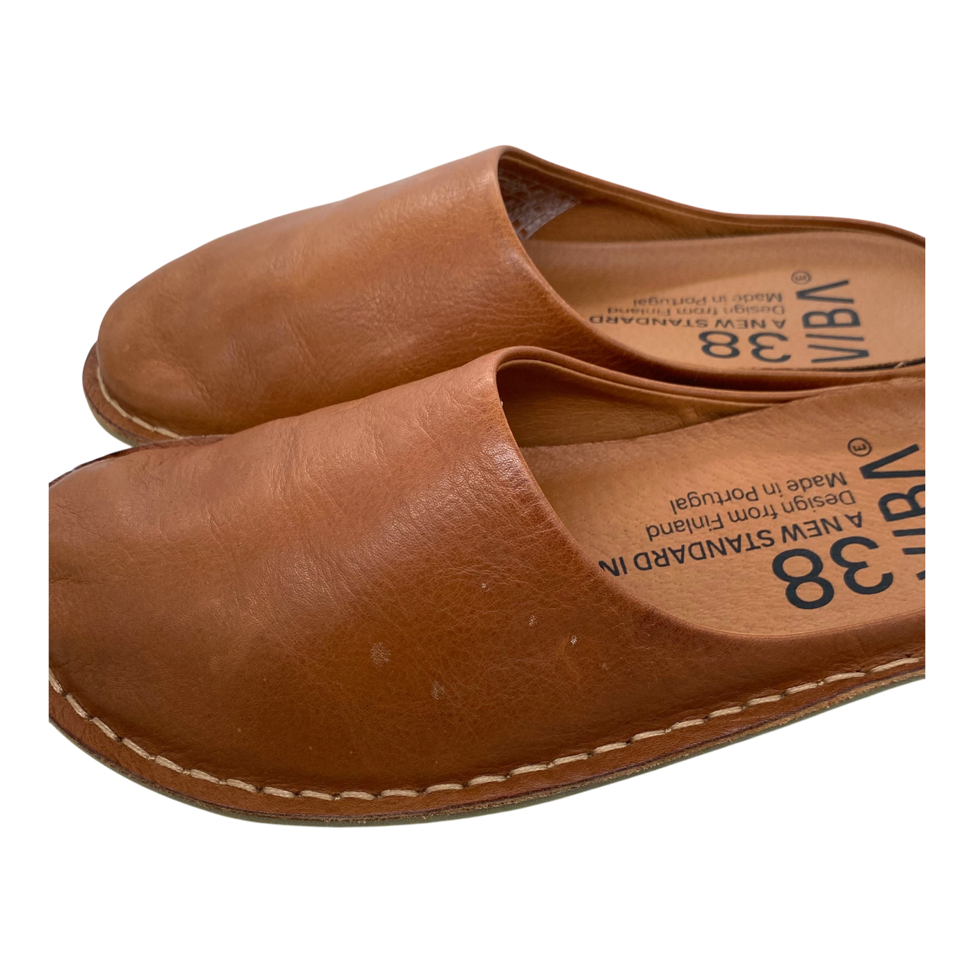 VIBAe Roma leather slippers, cognac brown | 38