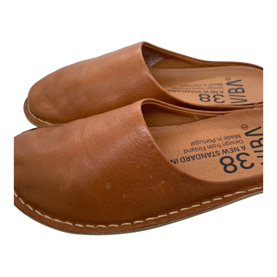 VIBAe Roma leather slippers, cognac brown | 38