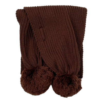 Gugguu merino scarf with poms, brown