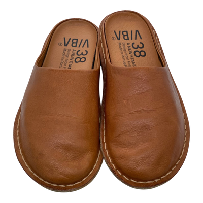 VIBAe Roma leather slippers, cognac brown | 38