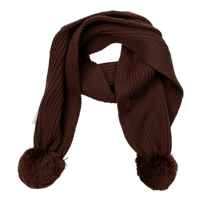 Gugguu merino scarf with poms, brown