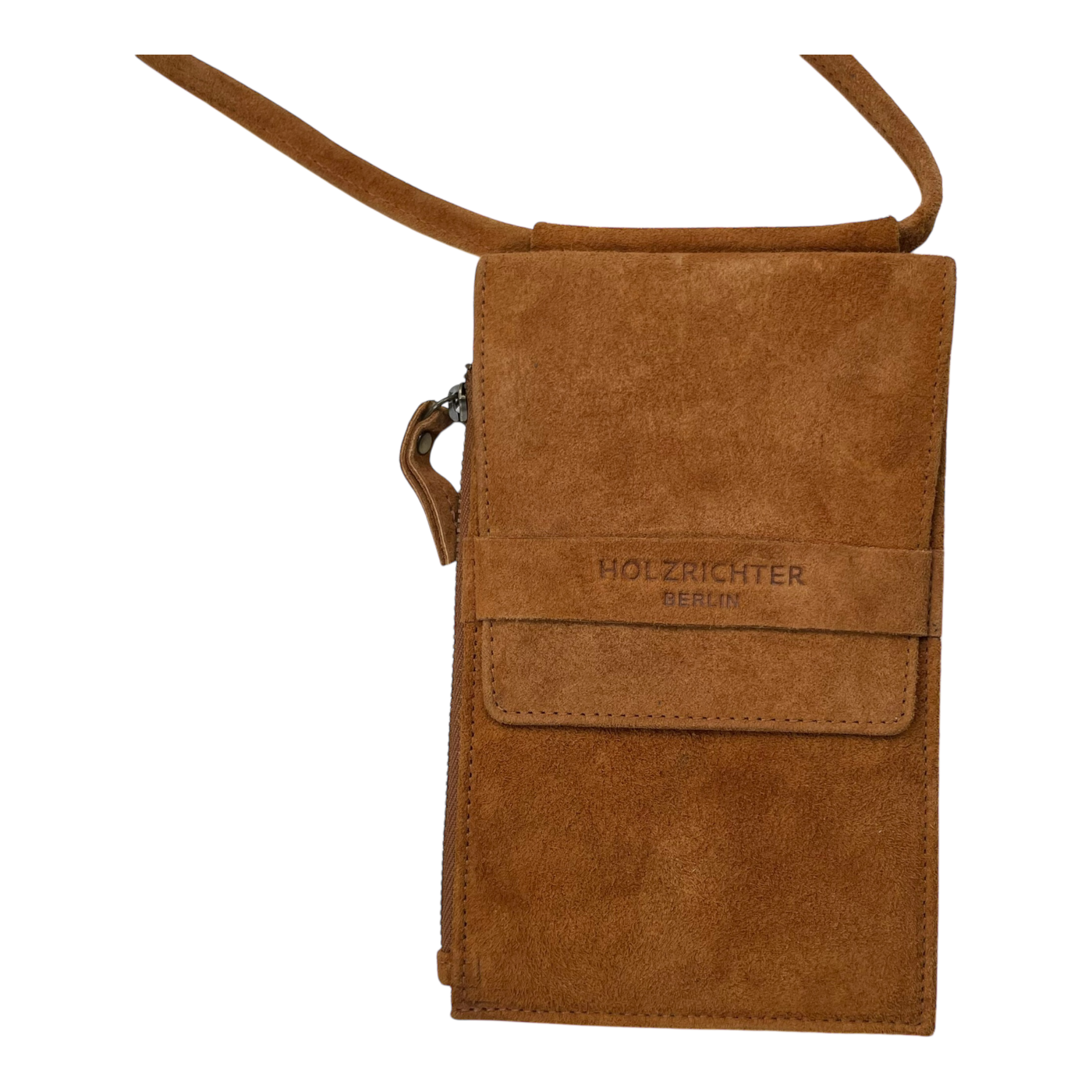 Holzrichter suede phone pocket, caramel