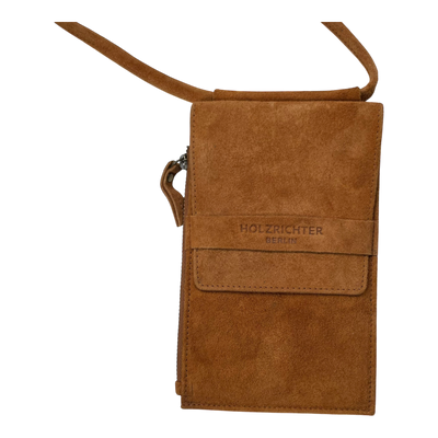 Holzrichter suede phone pocket, caramel