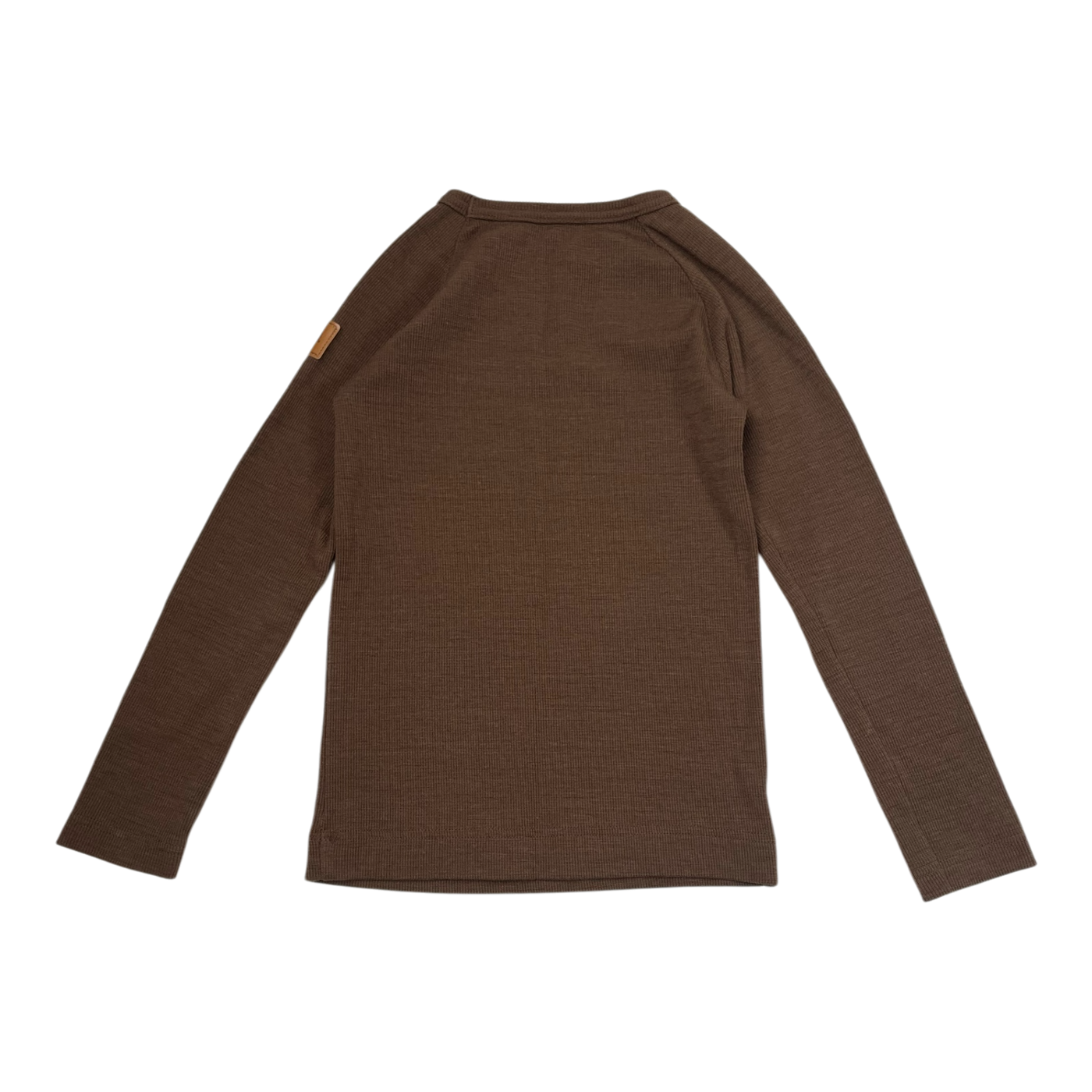 Metsola rib merino shirt, coffee | 110cm