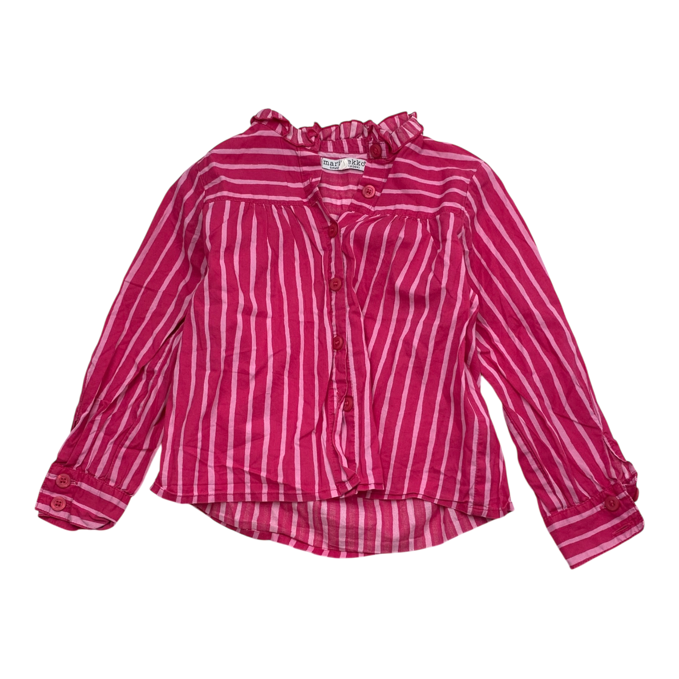 Marimekko collar shirt, pink stripes | 110cm