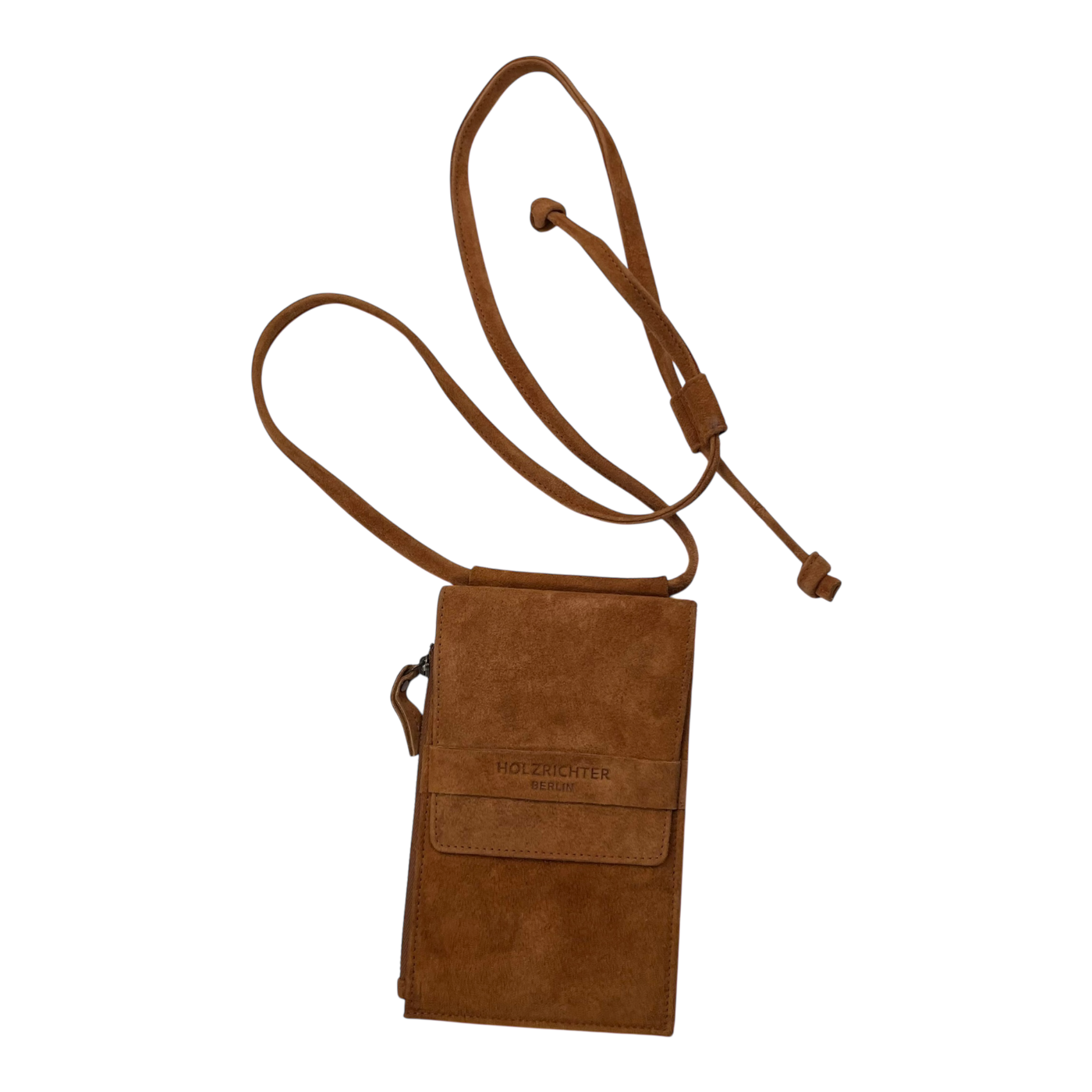Holzrichter suede phone pocket, caramel