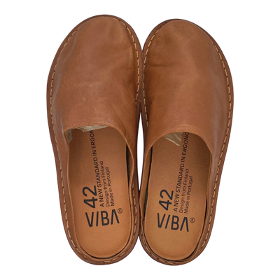 VIBAe Roma leather slippers, cognac brown | 42