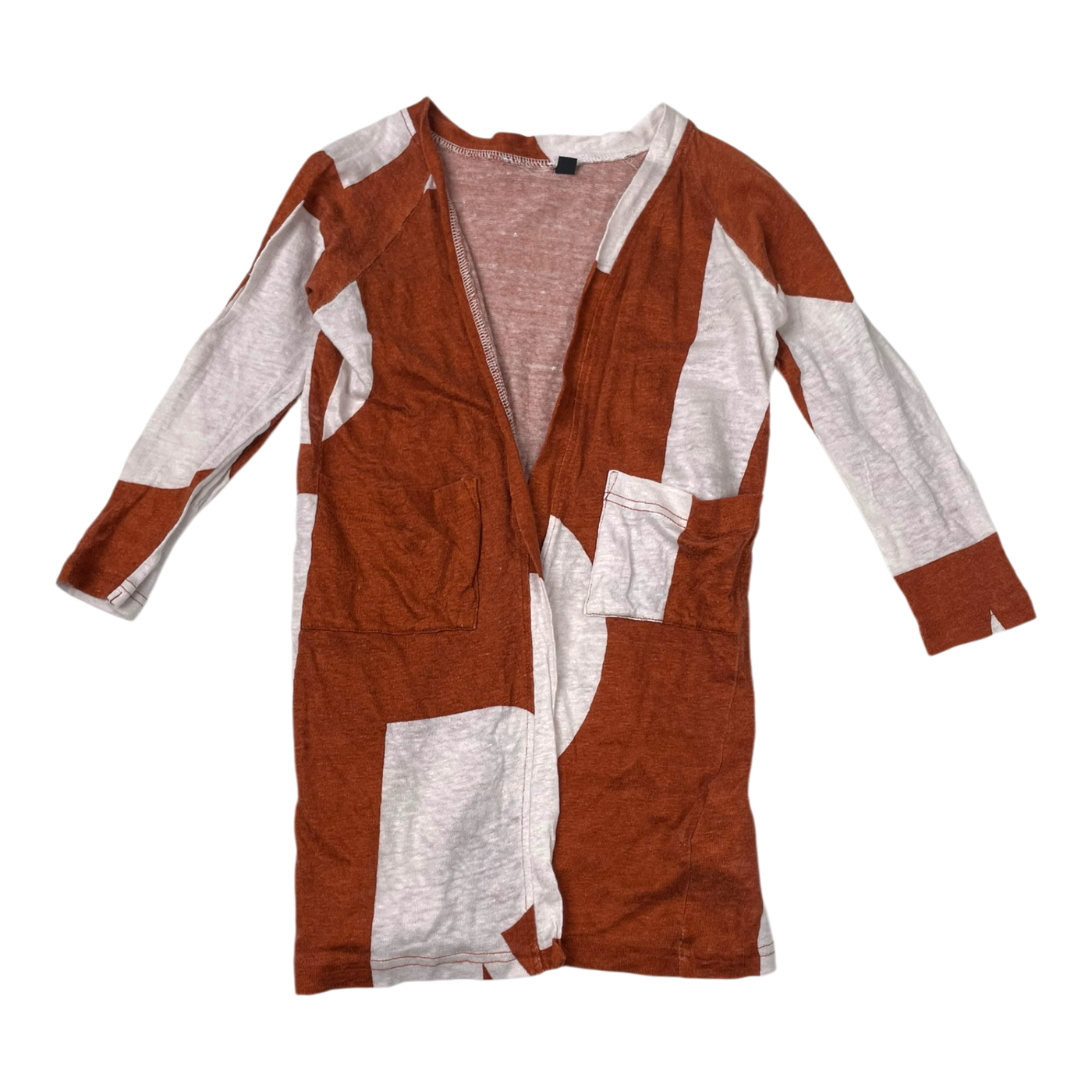 Papu linen cardigan, brown / white | 98/104cm