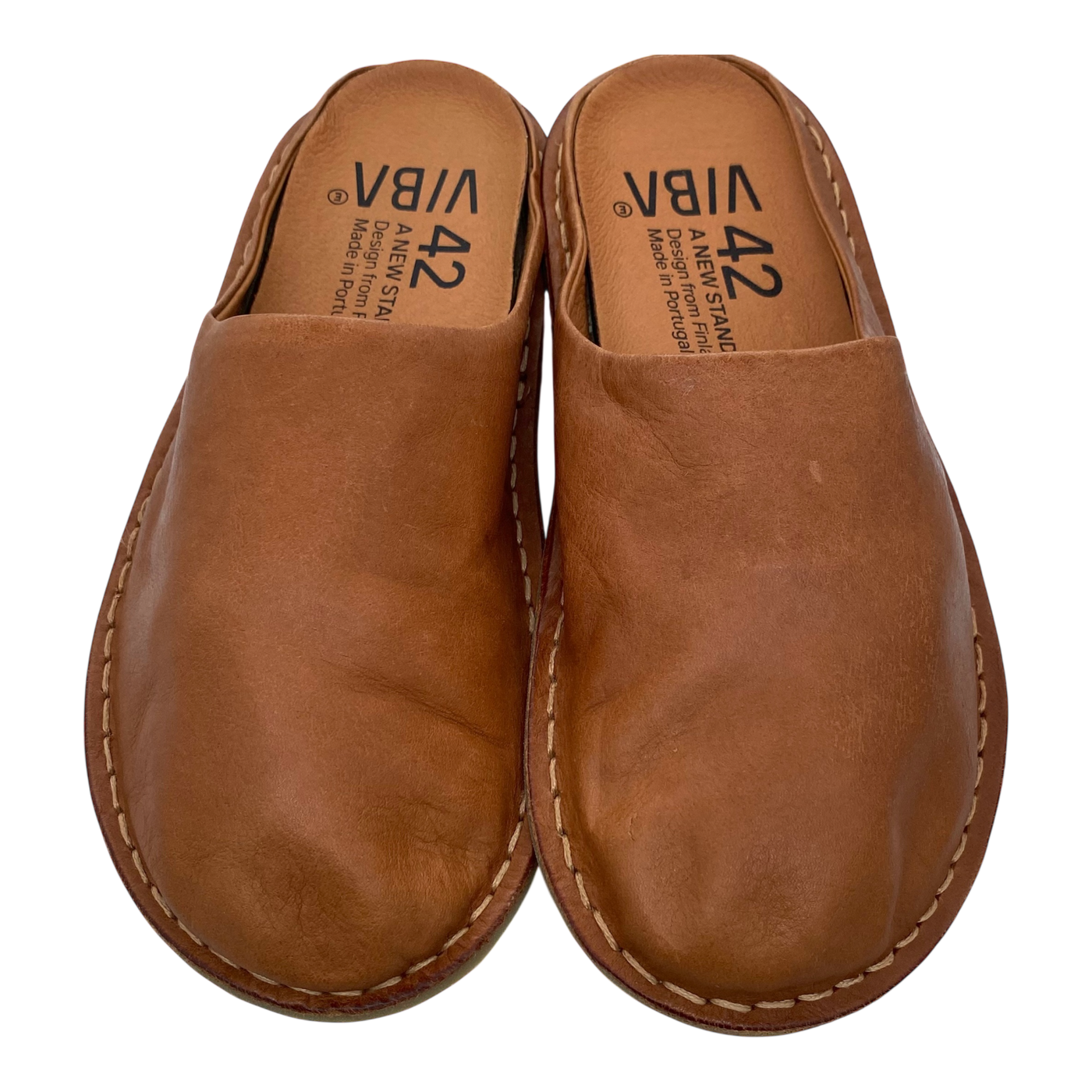 VIBAe Roma leather slippers, cognac brown | 42