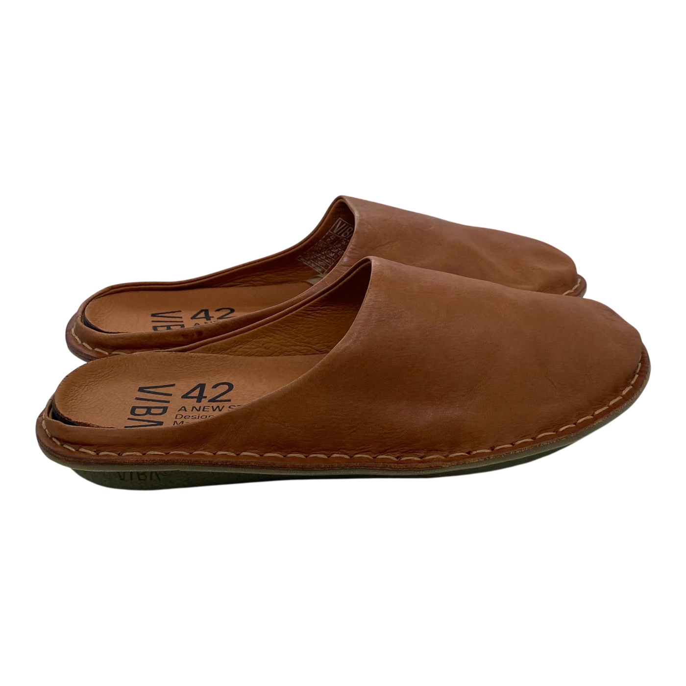 VIBAe Roma leather slippers, cognac brown | 42