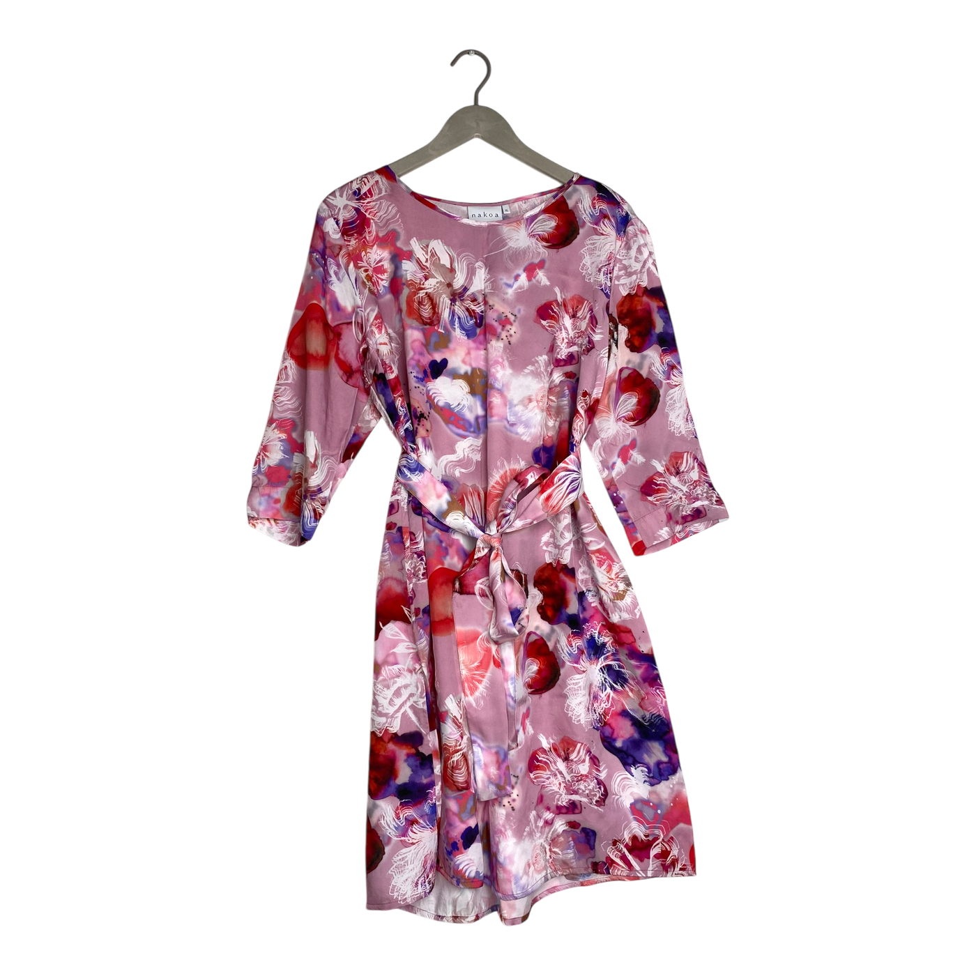 Nakoa belted dress, pink flower | woman XL