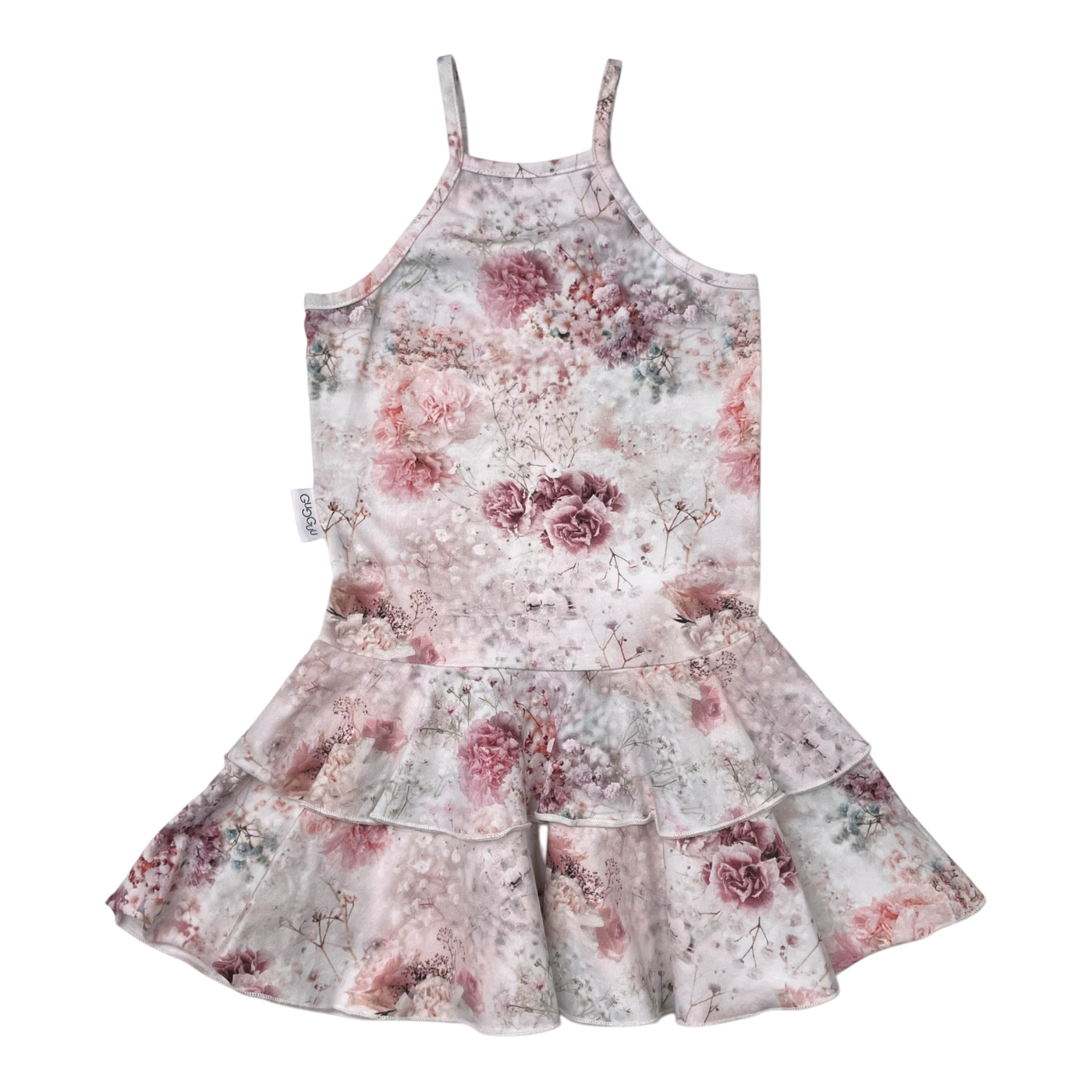 Gugguu spagetti frilla dress, flowers | 92cm